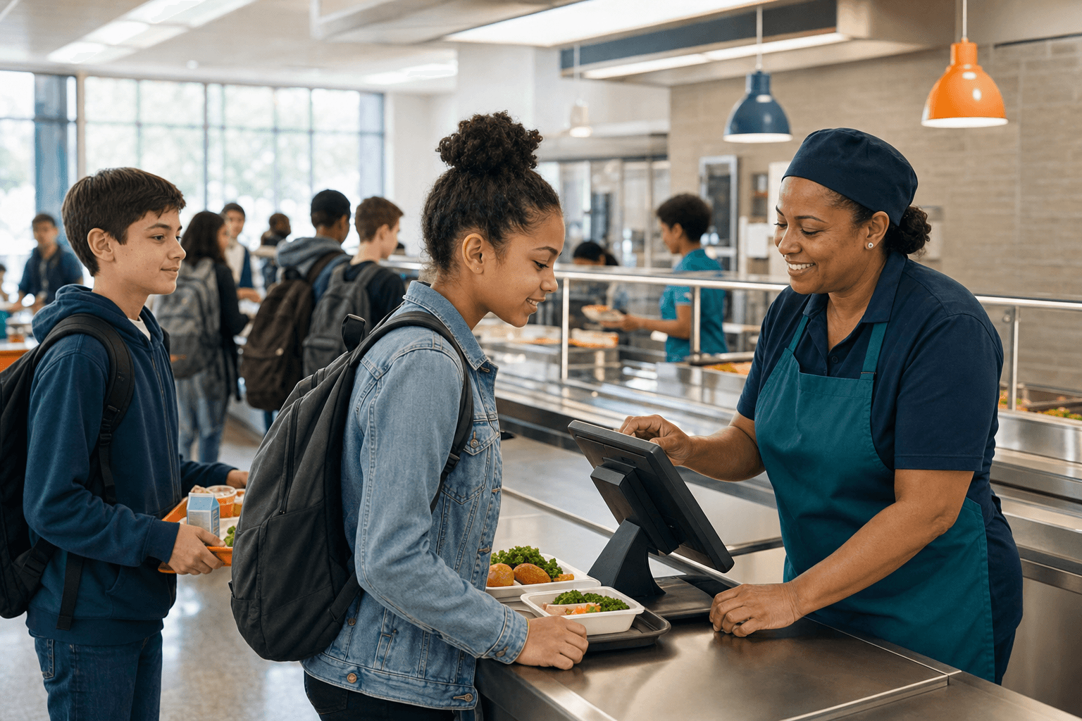 Cafeteria team member using the Cashless Cafeteria point of sale